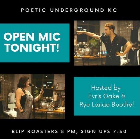 kansascitypoets's tweet photo. Has it been a week already? Tonight, dynamic duo @slayandgay and @danceswithnerds are hosting the open mic. As always, you can sign up at 7:30 for the show at 8. Masks are still required at all our events. See you there, poets 💜🎙️ https://t.co/RiF3jPcvZH