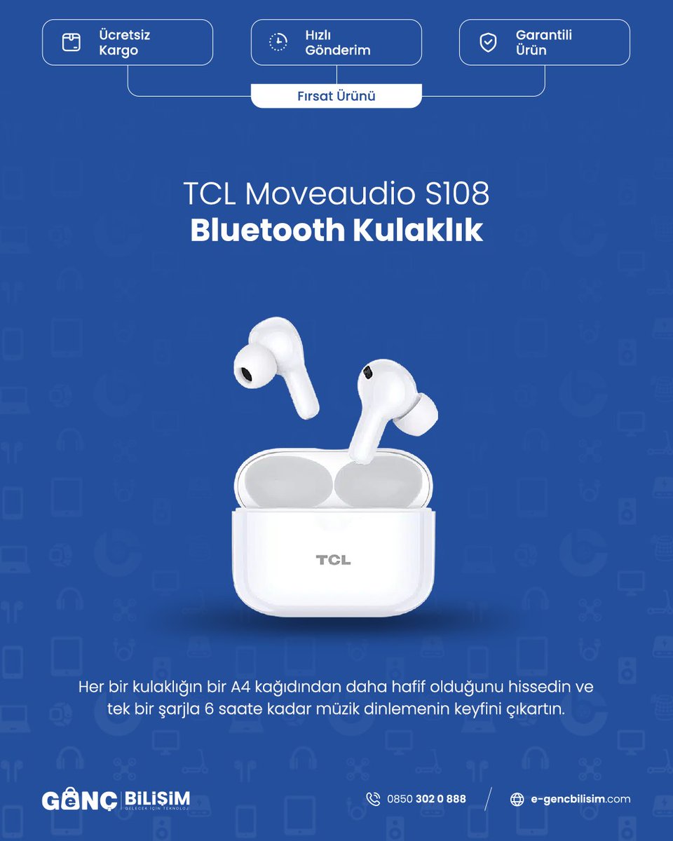 Her bir kualklığın bir A4 kağıdından daha hafif olduğunu hissedin ve tek bir şarjla 6 saate kadar müzik dinlemenin keyfini çıkartın. Ürüne ulaşmak için aşağıdaki bağlantıyı ziyaret edebilirsiniz.

e-gencbilisim.com/urun/tcl-movea…
#gencbilisim #egencbilisimcom #gençvitrin #teknikservis