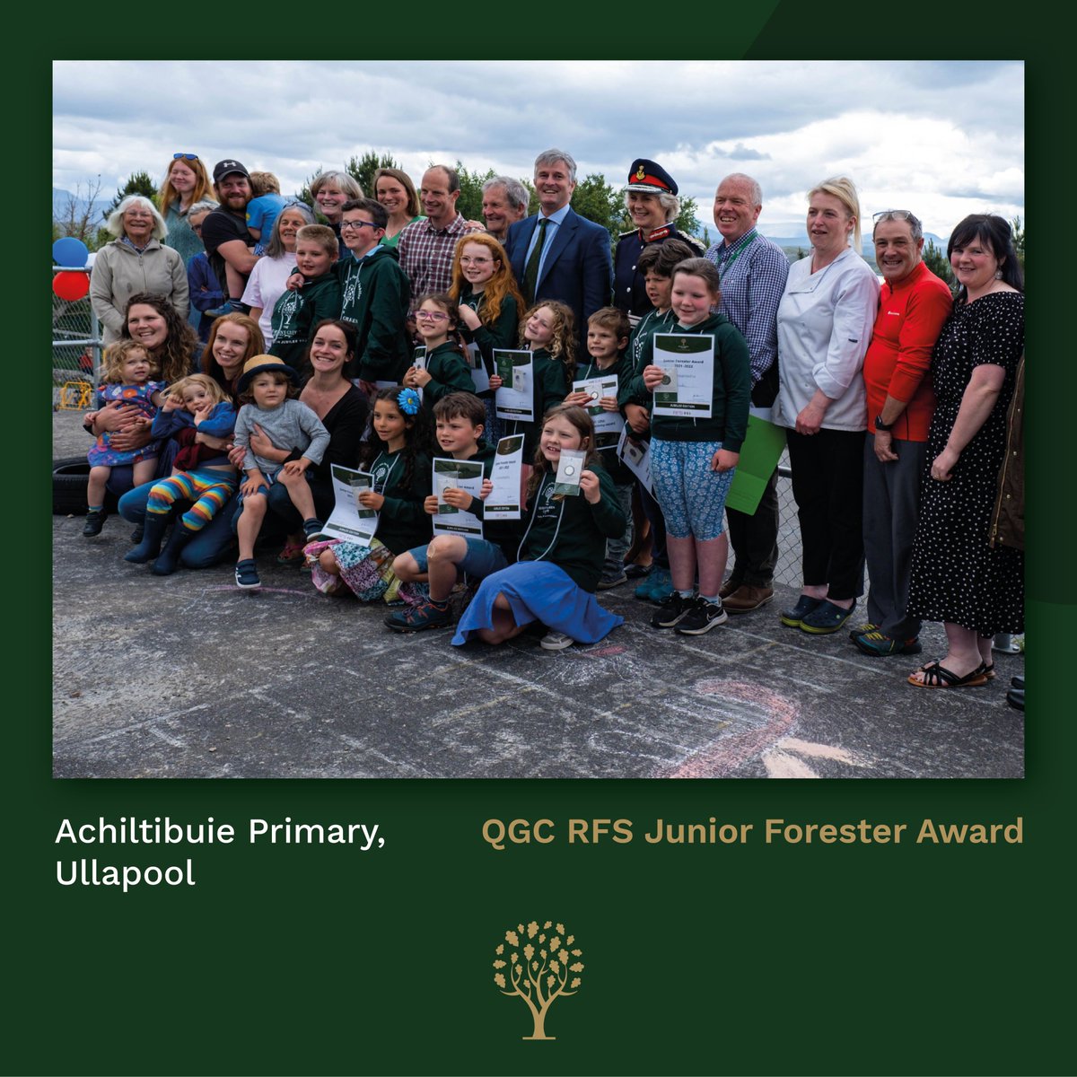 Congratulations to Achiltibuie Primary students in #Wester Ross - the latest group of QGC Junior Foresters!

Joined by the Lord Lieutenant of Ross &amp; Cromarty, our CEO Col Dan Rex returned to his past primary school in the Scottish Highlands to award pupils with #RoyalMint coins👏
