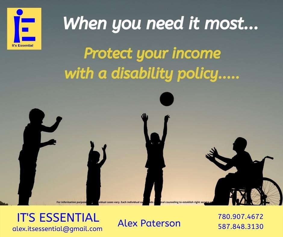 AlexPatersonYEG's tweet image. Protect your income with a disability policy.....

#itsessential
