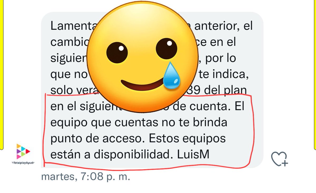 bravoae_'s tweet photo. @emanuelmendoza1 @RicardoBSalinas @totalplaymx @Profeco Voy a checar, pero soporte dice otra cosa https://t.co/c8dja7wInW