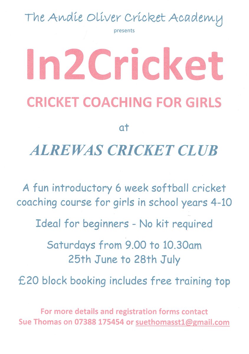 Know any girls (school years 4-10) wanting to get more cricket in the good weather?☀️🏏☀️🏏☀️🏏

Some extra coaching for girls at Walkfield starting this Saturday (25th June) at 9am

Details below 👇

#COYH