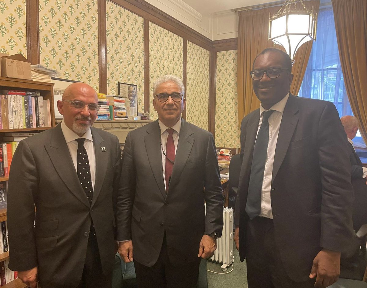 fathi_bashagha's tweet photo. Great to meet UK Education Secretary @NadhimZahawi and UK Business Secretary @KwasiKwarteng to discuss my #RoadmapToRecovery and possible ways the UK & Libya might collaborate in the future. #BashaghaRoadmap https://t.co/WxET7n15Lj