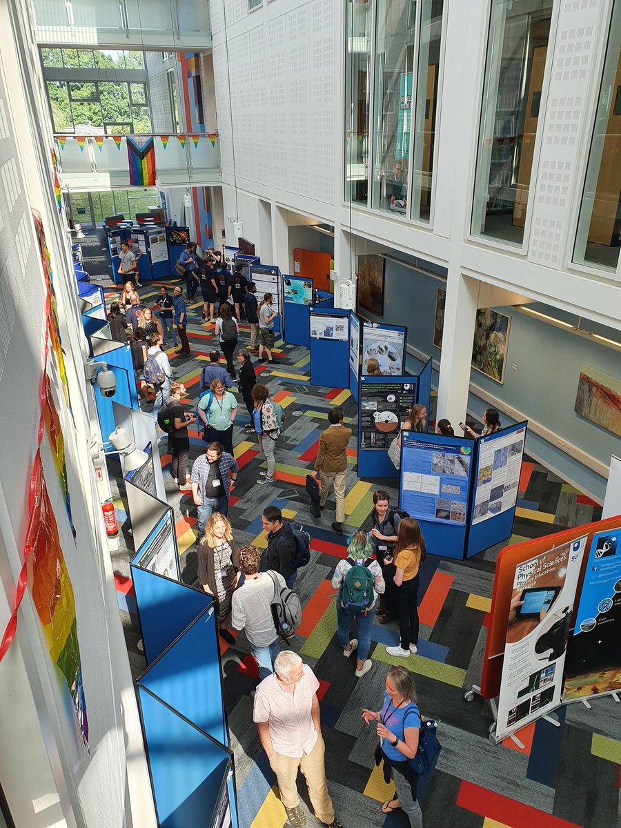 helenalex's tweet image. Lots of attendees at the poster session at the British Planetary Science Conference in the @OU_Library #bpsc2022