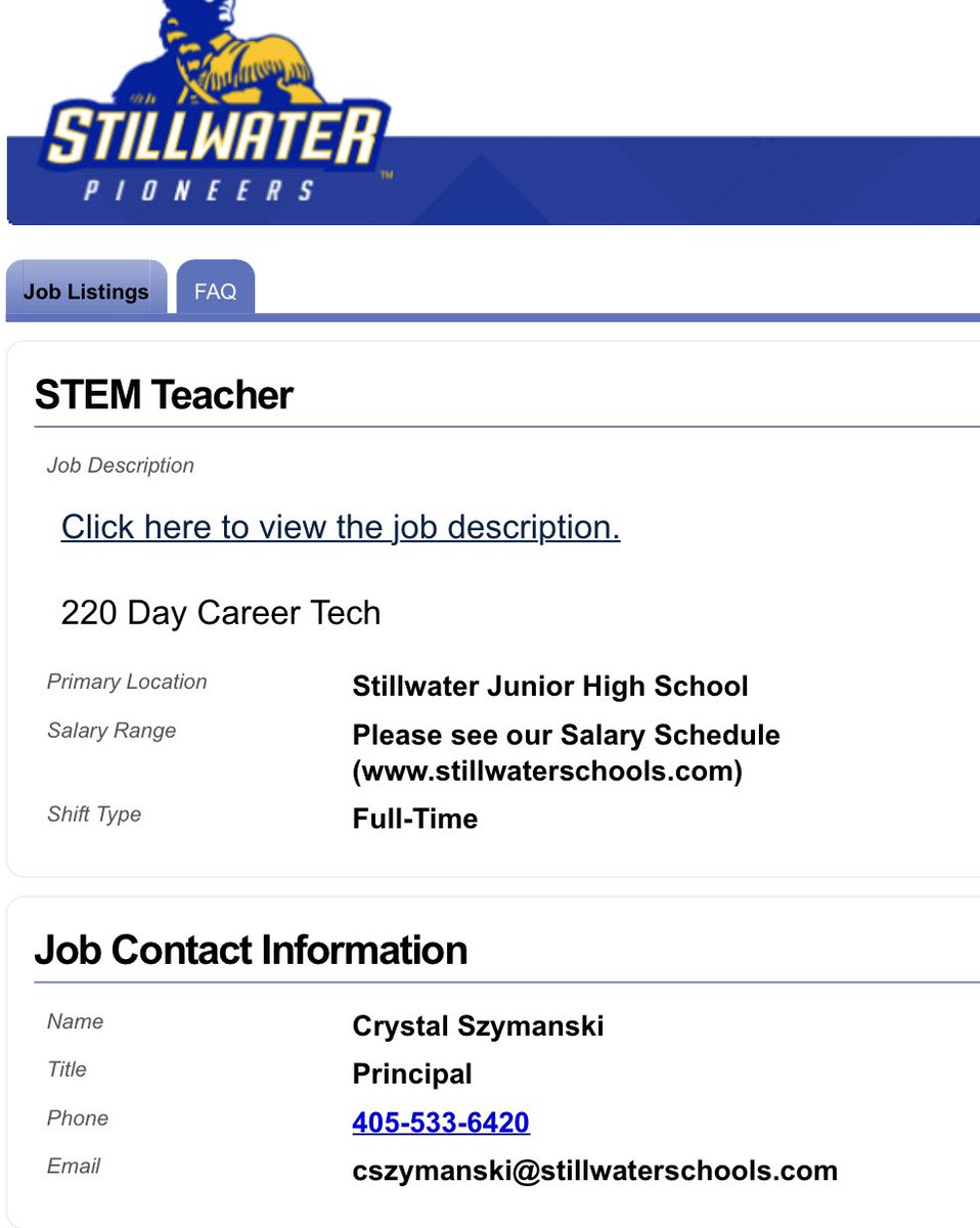 CrystalSzy's tweet photo. SJHS is looking for an 8/9 STEM or 9 Algebra 1 teacher for the 22-23 school year. Come and join our amazing Pioneer team! #oklaed https://t.co/A7PBqJgCLT