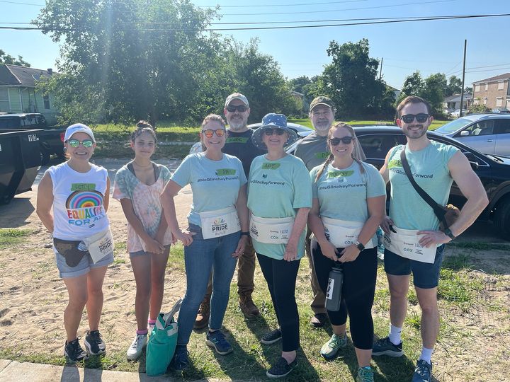McGlinchey's tweet photo. This weekend, McGlinchey joined @HabitatNOLA for its first annual #PrideBuild! We made it out to the Lower Ninth Ward in the heat π₯ to join Habitat and the LGBTQ+ community of New Orleans to help build homes for local families in need. #McGlincheyPRIDE #pridemonth π π³οΈβπ https://t.co/yxuWb5GTZp