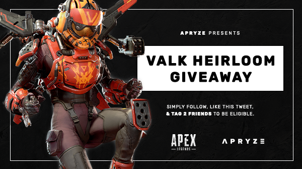 Doing a valk heirloom giveaway for all platforms

1. FOLLOW ME <a href="/Apryze_/">Apryze🌹</a> 
2. LIKE &amp; RT THIS TWEET
3. TAG YOUR DUO OR YOUR TRIO BELOW 

The winner will be announced in 4 days :)