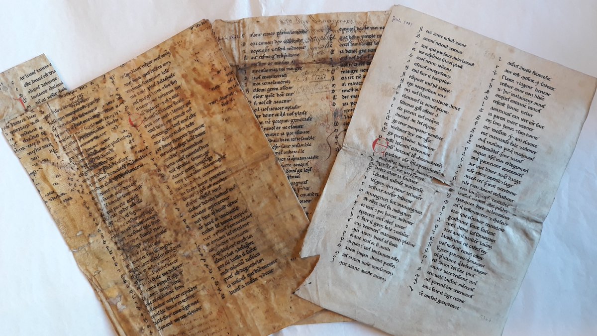 laBnF's tweet photo. ✨Un manuscrit médiéval d’œuvres de Chrétien de Troyes vient enrichir les collections de @laBnF. L’histoire de la découverte de ce manuscrit est digne d’un roman. Mis au jour dans l’étude d’un notaire. Ces feuillets faisaient alors office de reliure ! https://t.co/KftFMQczvy https://t.co/A1RLIh5kYL