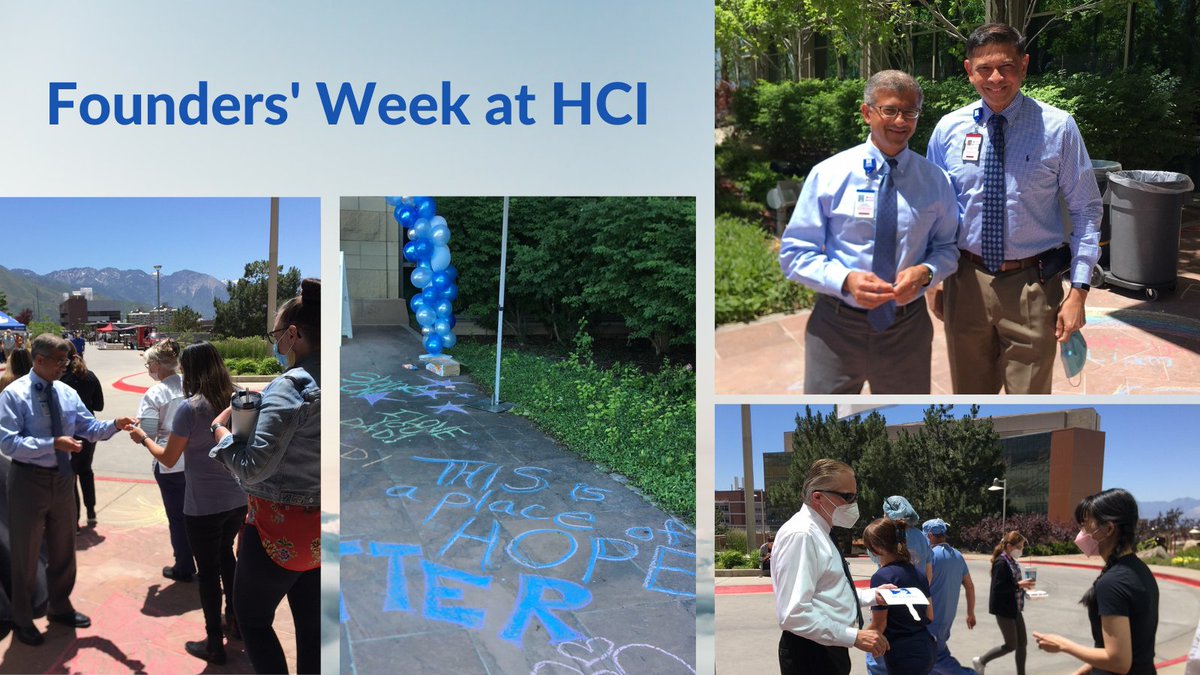 Food trucks, chalk art, music, and time together was how we launched Founders' Week. I also welcomed new RadOnc chair, Dr. Amit Maity (top right), to his first party @huntsmancancer. Our founders have built a truly special place of hope which is continued by our inspiring teams.