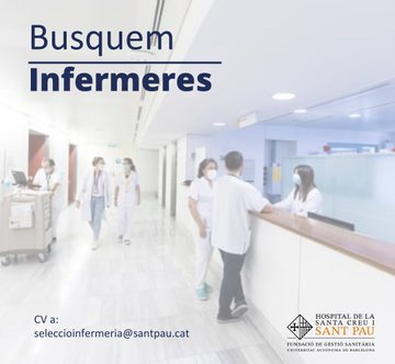 InfermeriaSPau's tweet photo. Vols ser infermera de les Unitats de Crítics de l'@HospitalSantPau?
Des d'@InfermeriaSPau t'oferim contracte durant 3 anys i cursar gratuïtament el Mestratge en Infermeria Intensiva de l’@EuiSantPau.
Si t'interessa, envia'ns el CV a seleccioinfermeria@santpau.cat
#mesSantPau https://t.co/MotP3uzshK