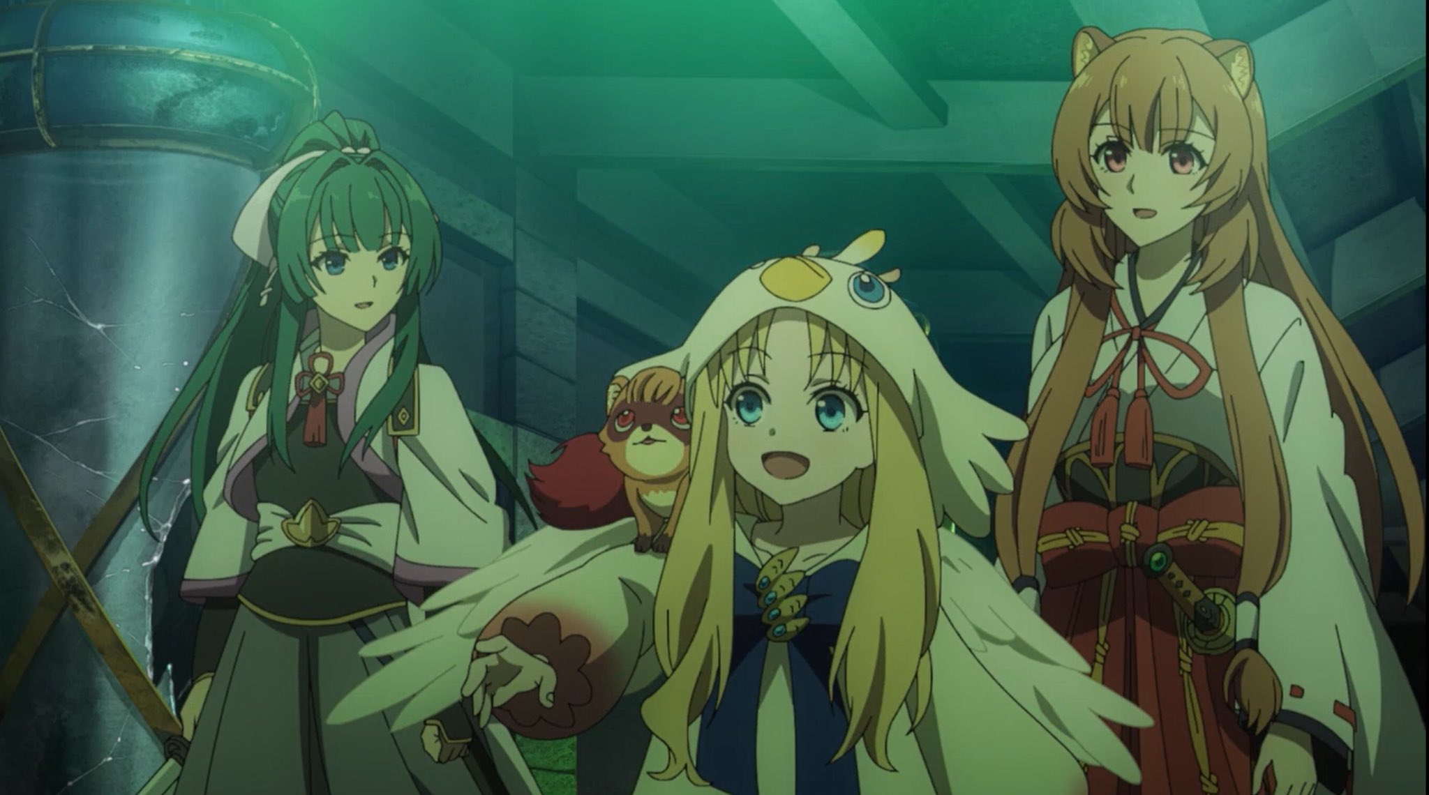 翔也 Dアニメストア 盾の勇者の成り上がり Shieldhero 2第12話 異世界から別の異世界へ行って大冒険を繰り広げた尚文一行だが 目的は霊亀を操ったキョウの影響力の排除 霊亀オストの霊の助力で魔竜の力を抑え 目的を達成した 元の異世界へ帰った尚文