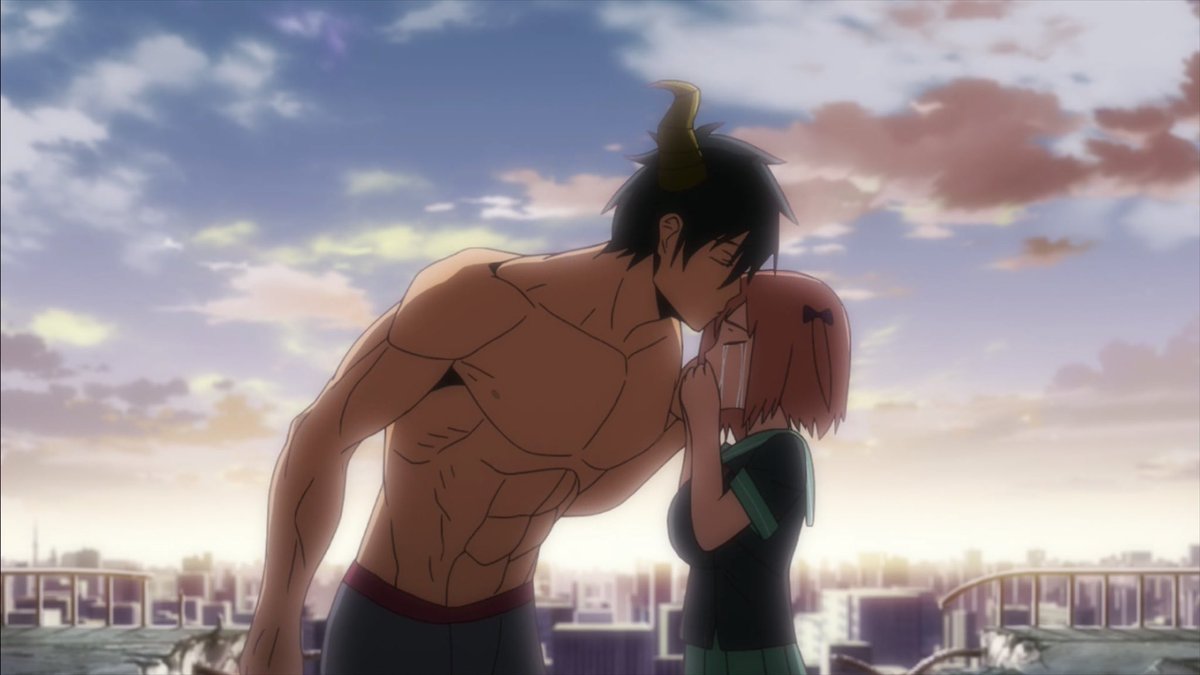 PandaSara4ever's tweet photo. I’m so happy they ended up together 🥺🤧😍😭 I knew it, she’s been there from the beginning, falling in love with him before she knew he was the Devil King of all Demons 💕 she touched his heart and all he wants is her ✨🥺😍 #Maou #Chiho 💕✨ https://t.co/YJKmwZtXSO
