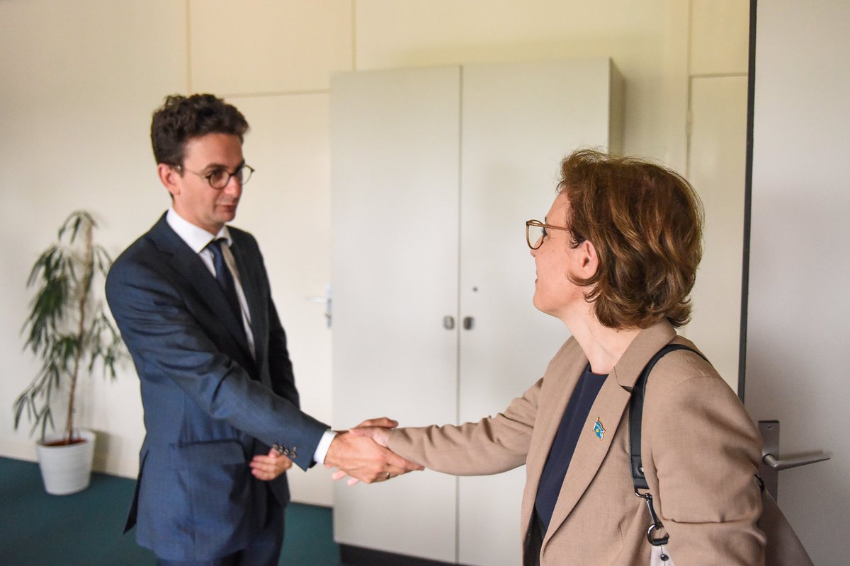 Today, DPM/FM <a href="/gervallaschwarz/">Donika Gërvalla-Schwarz</a> met the President of the <a href="/ALDEParty/">ALDE Party</a> group in the Parliamentary Assembly of the <a href="/coe/">Council of Europe</a> - <a href="/JMaireofficiel/">Jacques Maire</a> — thoroughly talked about the progress which The Republic of Kosova has already made &amp; presented the efforts to the CoE membership process.
