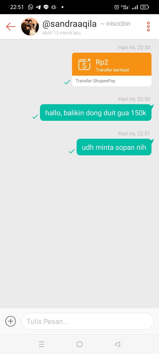 belsjin48's tweet image. ❌️SCAMMER ALERT⚠️

089677559959 no shopee
@sobimylv balikin duit gue sama 2 org lain nya anjing