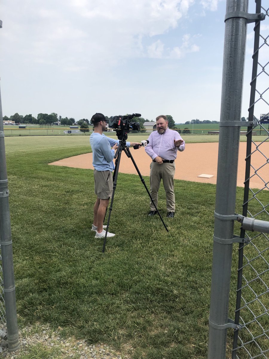 Freshmen Gabby Smith being interviewed by ⁦<a href="/NickPetraccione/">Nick Petraccione</a>⁩ ⁦<a href="/abc27Sports/">abc27 Sports</a>⁩ for recording a school record 211 strikeouts this season and 17 in one game.