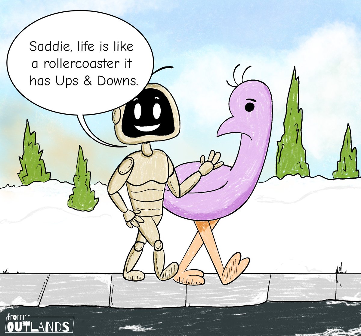 hawchro's tweet photo. I wonder if Happiness is permanent or is it just a state of mind? What do you guys think?

#fromoutlands #weeklycomic #comics #comic #ComicArt #comicstrip #Artist #artistsontwitter https://t.co/jOXpqIPWtN