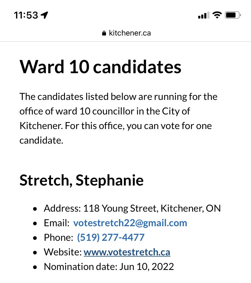 In Kitchener, @votestretch has submitted her nomination papers to run in Ward 10!
