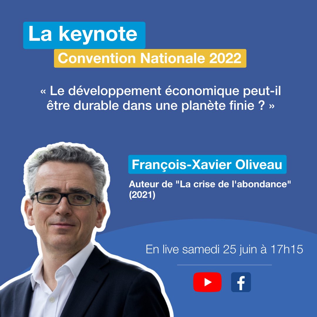 JCE_France's tweet photo. « L’abondance dans un monde fini » sera le thème de la keynote animée par François-Xavier Oliveau à l’occasion de la Convention Nationale 2022 ! 

➡️ RDV sur nos pages Youtube et Facebook le 25 juin pour suivre ce moment en live ! 
#conférence #auxerre https://t.co/Er6r8AYSBB