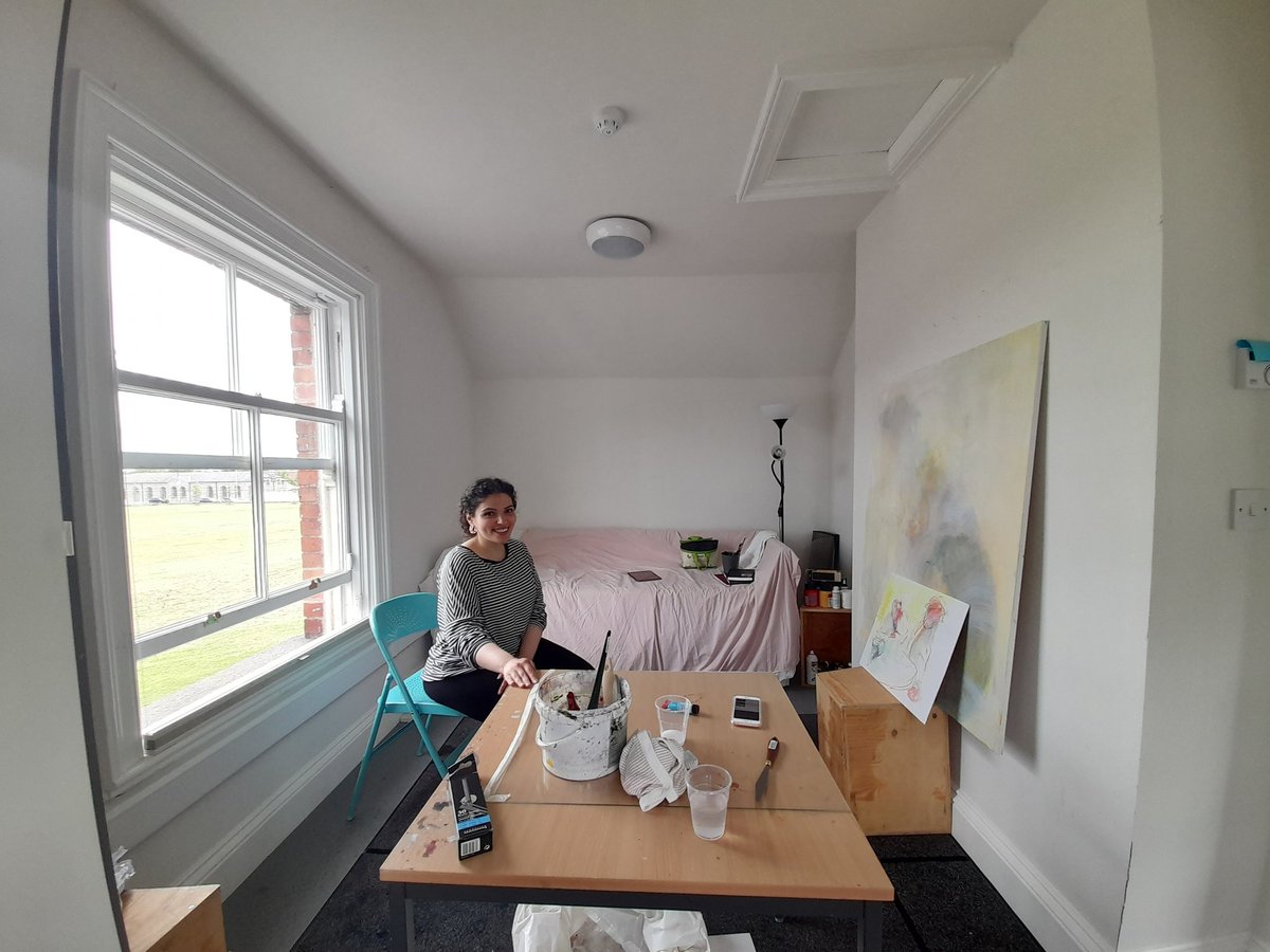 CommonGroundDub's tweet photo. Today is a bittersweet as we say goodbye to #PatCurran who's moved to @PallasProjects. Welcome too to #ManarAlShouha who'll be based with us to Dec. She's preparing to exhibit alongside #BelindaLoftus in @rathfarnhamopw in Sept. @NCAD_Dublin @jhhaughton @CityPartnership https://t.co/yAKqKDUN5L
