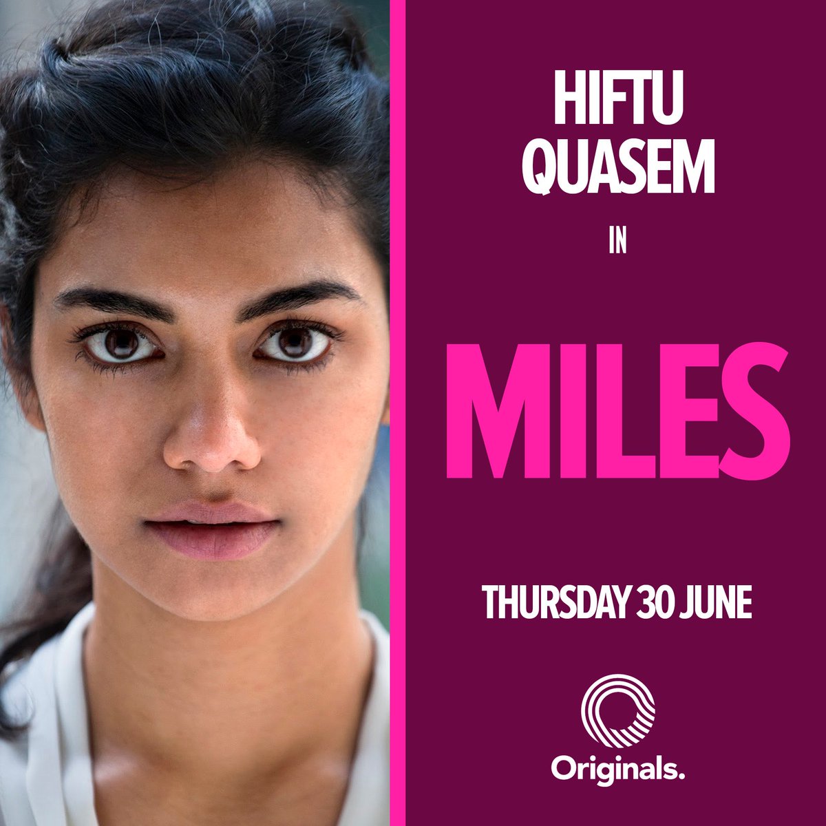 OriginalTheatre's tweet photo. Starring in @_eilssss’s Miles on 30th June is the magnificent Hiftu Quasem (Ten Percent, Killing Eve) 🙌

Book your tickets and join us @RiversideLondon or stream the show on-demand: https://t.co/O0wO4z4Rd7

#OriginalsPlay2022 https://t.co/7TH0OwD1IS