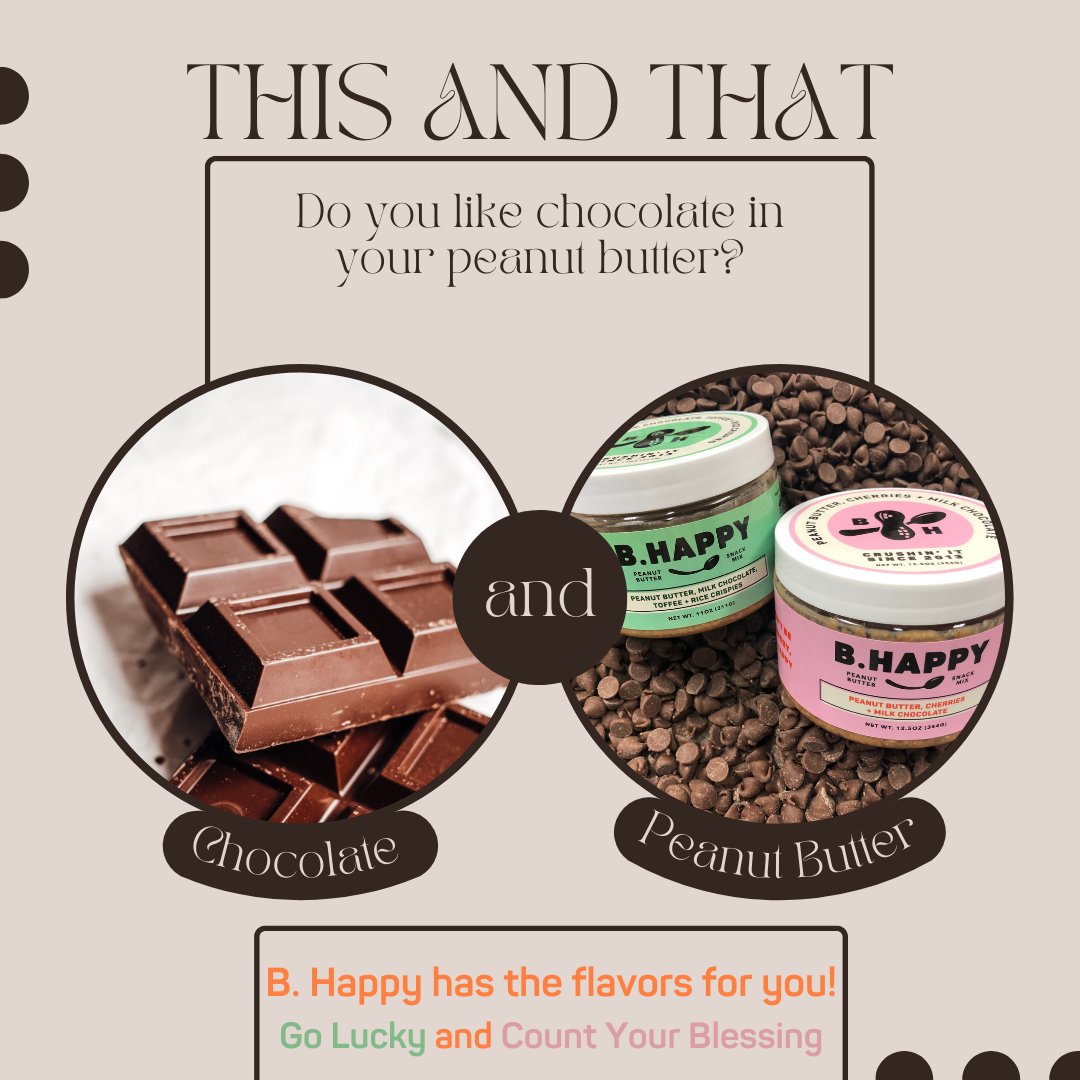 National Milk Chocolate Day!  We have some flavors for you!

#bhappypeanutbutter #eatitwithaspoon #peanutbutterandmilkchocolate #peanutbutterbutitsbetter #shoplocal #justbecause #warningaddictive #eatitanywhere #gourmetpeanutbutter #welovepeanutbutter #golucky #countyourblessings