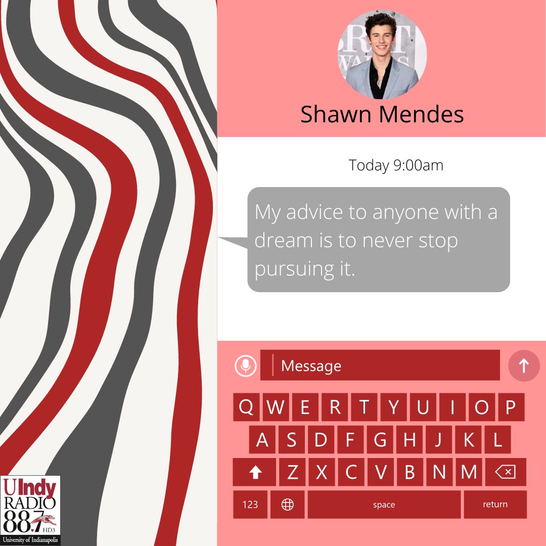 UIndyRadio's tweet photo. The week is halfway through, and we know at this point of the week, throwing in the towel just feels easier. However, take some time today to reflect on what you are working towards, and like Shawn Mendes said, don't stop pursuing it!
#UIndyRadio #Alt2Alt #ShawnMendes https://t.co/H1x8LhAlhs