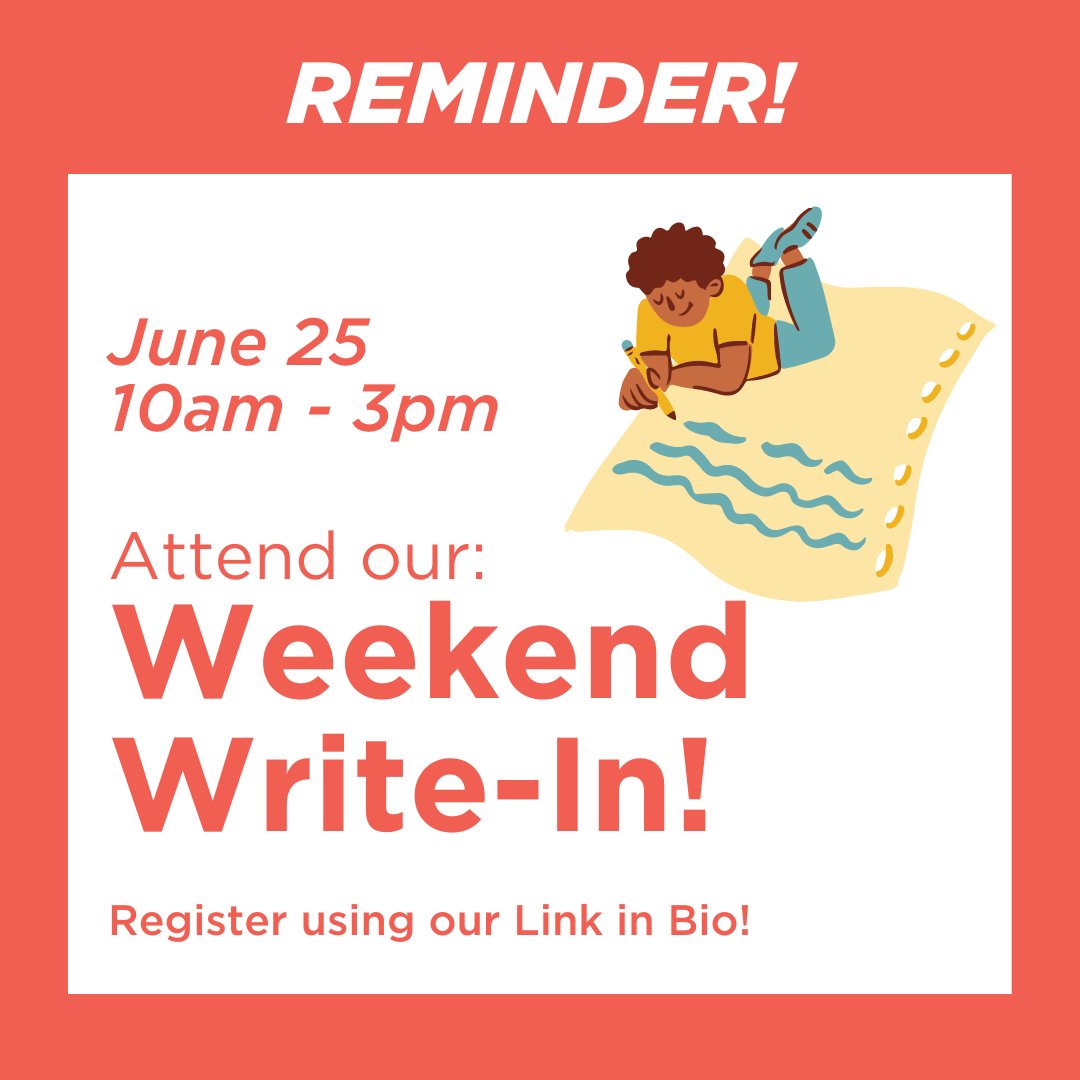 CguCwr's tweet photo. Attend our Weekend Write-In on June 25 from 10am-3pm!⁠
⁠
Use link in bio to register.⁠
⁠
#cgucwr #write #writing #writingcommunity #writers #writerscommunity https://t.co/mXfaEnfo8u