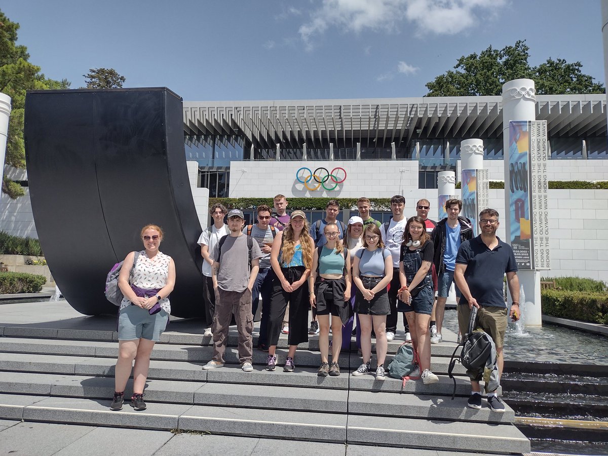 RachelBennett99's tweet photo. The @glosgeog students going for gold at the @olympicmuseum - exploring the role of the #Olympics for #culture #internationalpeace and #internationalsolidarity https://t.co/E9ohRxi5rA