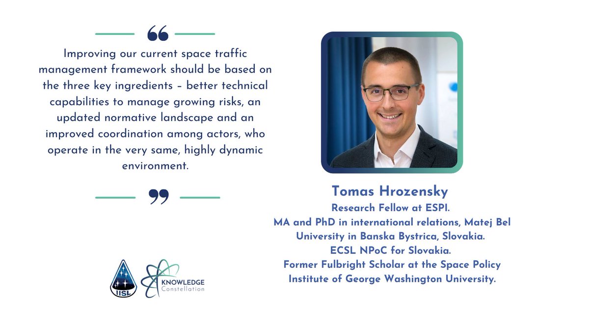 IISL_KC's tweet photo. ✨We are thrilled to introduce our next contributor to the ESPI mini-series, Mr. Tomas Hrozensky!
⏰ Make sure you follow us so you don’t miss his contribution soon!
#KnowledgeConstellation #IISL #KCbrightminds #ESPI #spacesecurity https://t.co/pgNYX93AsD