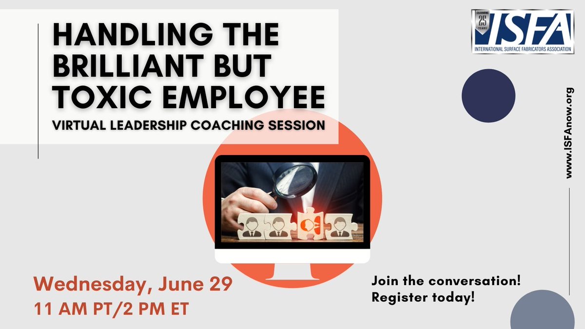 isfanow's tweet photo. Come loaded with your stories and questions to this free event!

Register here! https://t.co/pOsz1BmvlA

#isfanow #forfabricators #leadership #coaching #toxicemployees https://t.co/rNB5eAyeEj
