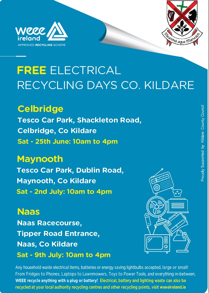 KildareCoCo's tweet photo. ♻️ Kildare households urged to avail of free e-waste recycling events

For more details ▶️ https://t.co/Onps0t3ICD https://t.co/Io0NvcaLy2