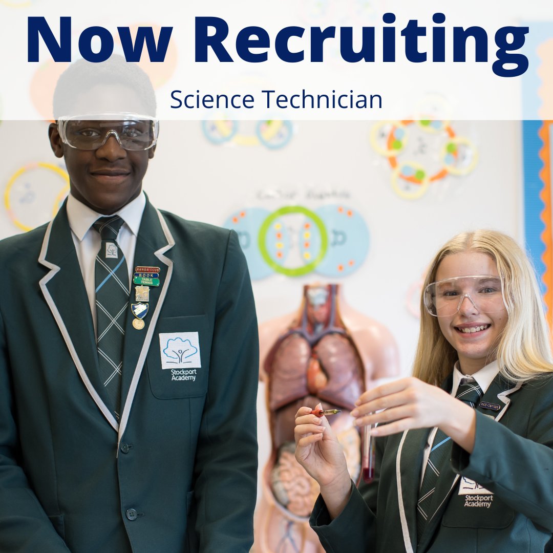 sptacademy's tweet image. We are currently recruiting for a Science Technician. For more information and to apply, click here: stockport-academy.org/staff/vacancies

#ScienceTechnician #SchoolScienceTech #SchoolJobsUK