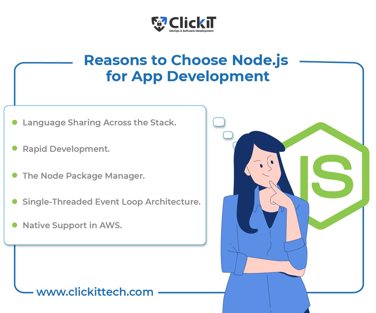 ClickIT_Tech's tweet photo. Wondering if you should use Node.js?

#Nodejs is used for server-side programming and is mostly utilized for non-blocking, event-driven servers.

Here are five benefits of using this #runtimeenvironment for your 
next project.

https://t.co/ixoz0JP9Mt https://t.co/nM2XOjWgtP