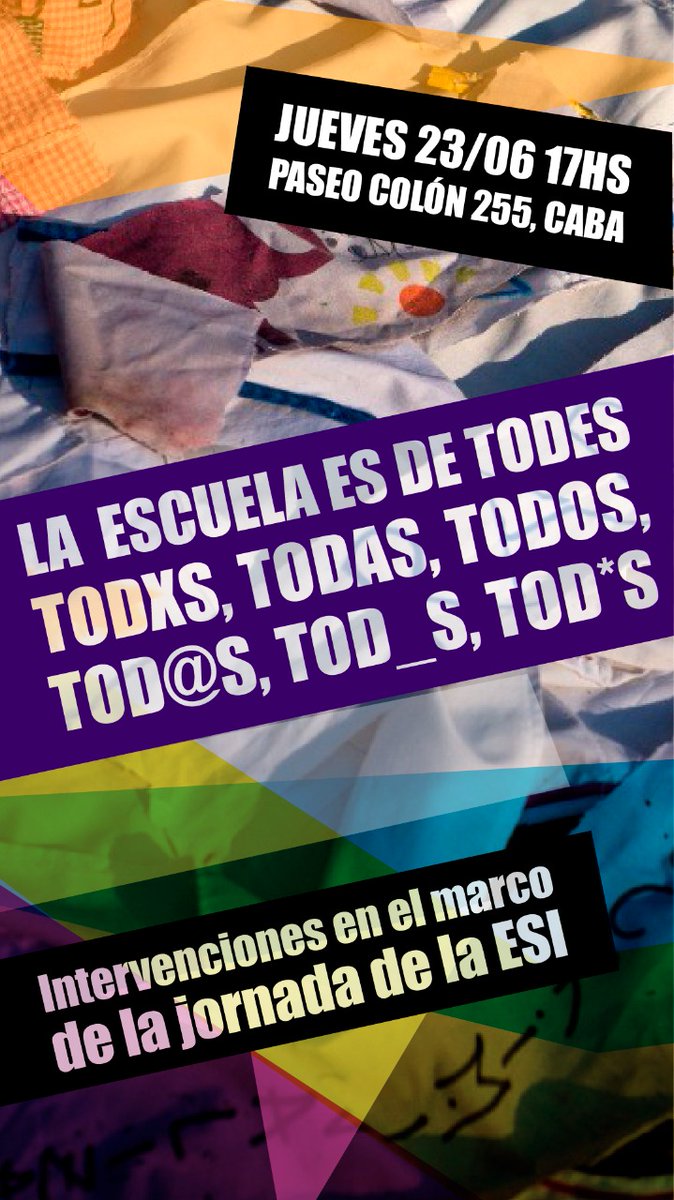 ✨✨Mañana. 17 horas  

Salimos a la calle #ConEdeEducación

Convocamos a espacios de la disidencia sexo-genérica, sindicatos y centros de estudiantes y a los distintos niveles educativos* a participar y tomar la palabra en la radio abierta de 17.30 a 18.15 hs.