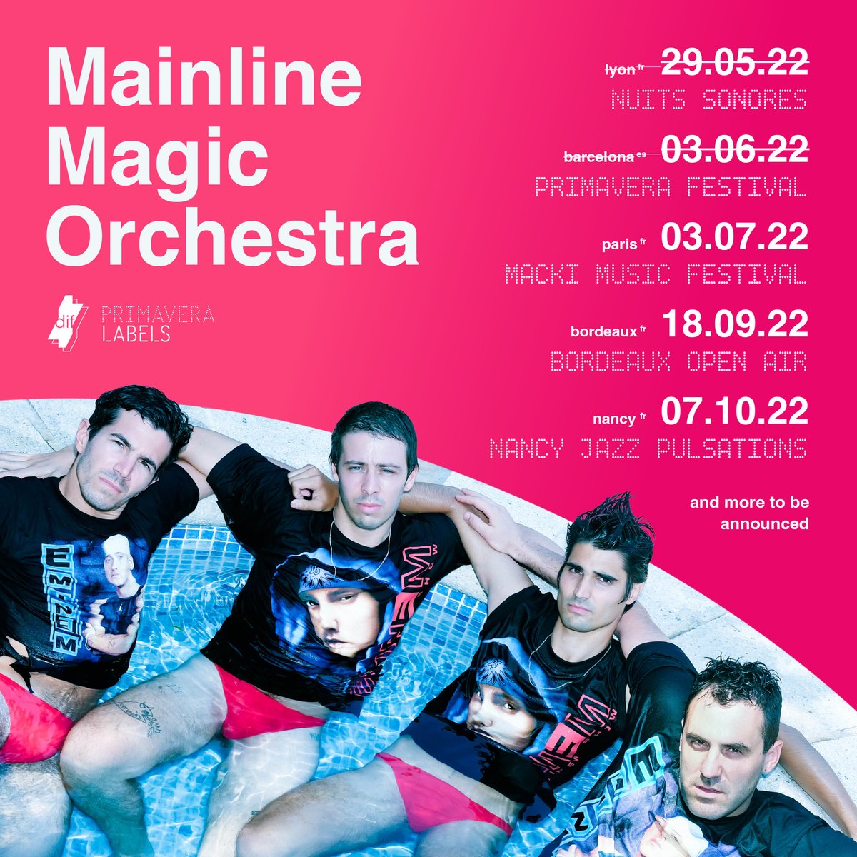 dif productions (@dif_prod) on Twitter photo Welcome to the dif family <a href="/MainlineMagic/">Mainline Magic Orchestra</a> ☄️
Next shows:
📌 July 3rd - <a href="/mackimusicfest/">Macki Music Festival</a>
📌 September 18th - <a href="/BordeauxOpenAir/">Bordeaux Open Air</a>
📌 October 7th - #NancyJazzPulsations Welcome to the dif family <a href="/MainlineMagic/">Mainline Magic Orchestra</a> ☄️
Next shows:
📌 July 3rd - <a href="/mackimusicfest/">Macki Music Festival</a>
📌 September 18th - <a href="/BordeauxOpenAir/">Bordeaux Open Air</a>
📌 October 7th - #NancyJazzPulsations