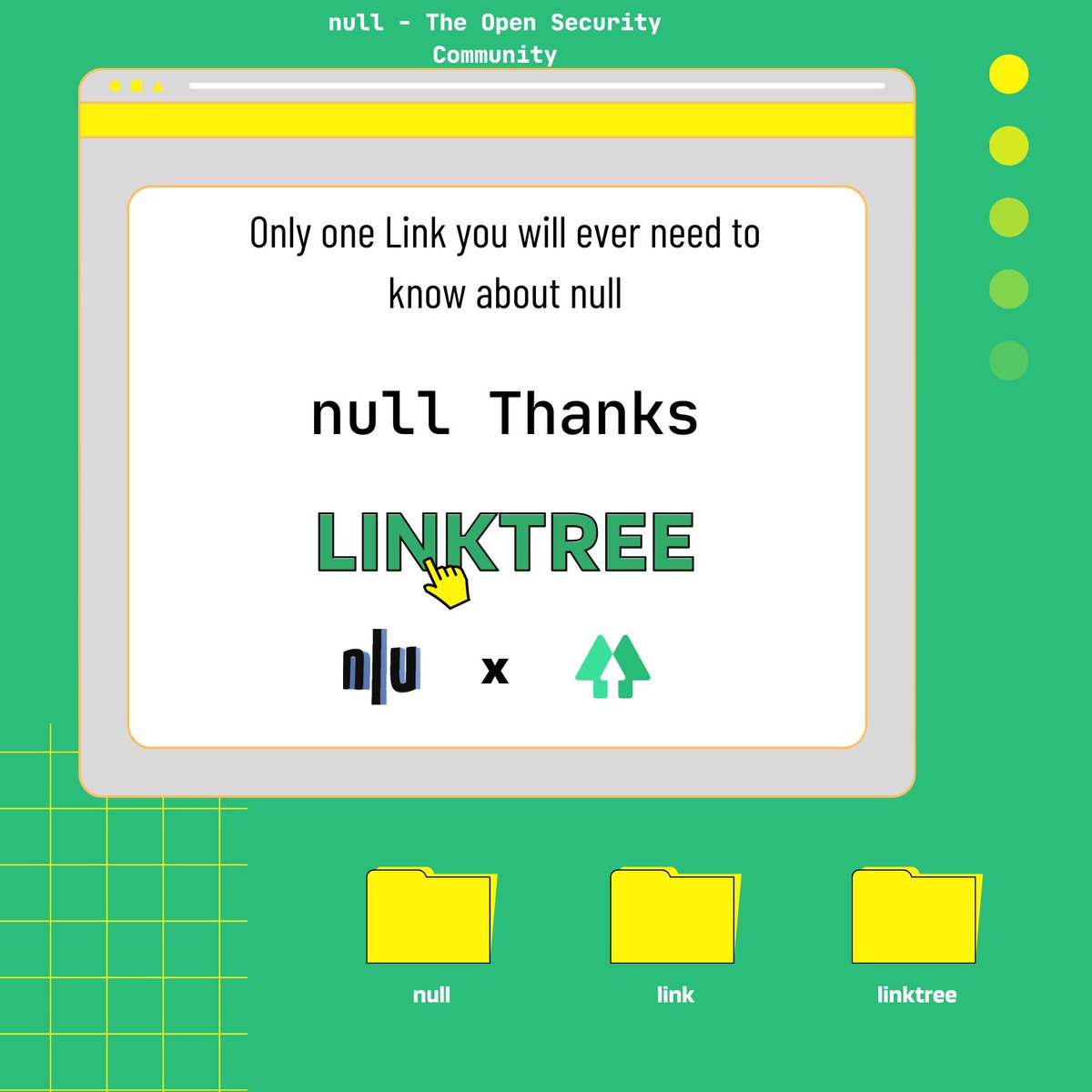 null0x00's tweet image. As a non-profit organization, we are grateful to have gotten Pro features from @Linktree_  for free. Appreciate the support. 

Only link you will ever need to know about null community - 

linktr.ee/nullcommunity

#nullcommunity #nullcomm #nullopensecurity #linktree