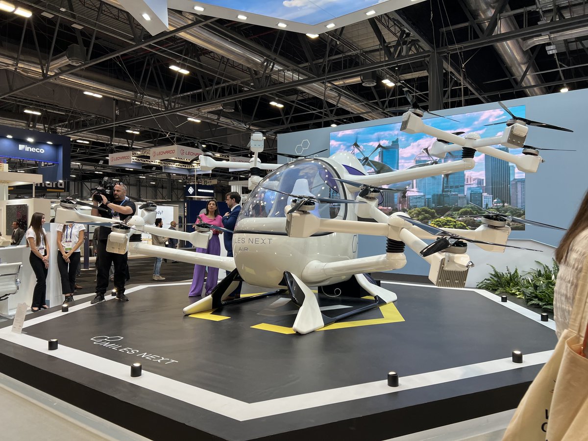 goskywayco's tweet photo. These right here are why we flew 5,000 miles to Spain. This is the future, and we are beyond excited to be here. #WorldATMConference #eVTOL #drones #flyingcars #ATMconference #worldatmcongress #ATM #UAM #UTM #skyway #openvia #milesnext #spain https://t.co/1CcQ6e0jua