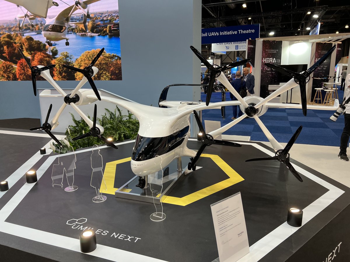 goskywayco's tweet photo. These right here are why we flew 5,000 miles to Spain. This is the future, and we are beyond excited to be here. #WorldATMConference #eVTOL #drones #flyingcars #ATMconference #worldatmcongress #ATM #UAM #UTM #skyway #openvia #milesnext #spain https://t.co/1CcQ6e0jua