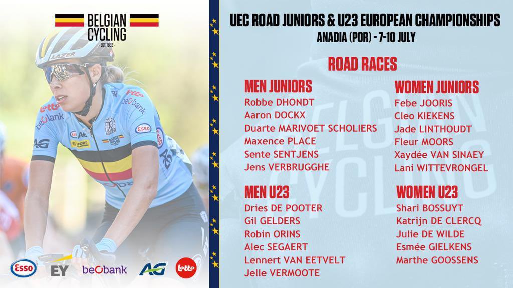 WagnerBazinWB's tweet photo. Notre jeune coureur #gilgelders disputera le championnat d’Europe #U23 d’Anadia 🇵🇹@UEC_cycling sous le maillot de la sélection nationale @BELCycling 🇧🇪
#bingoalpauwelssauceswb https://t.co/RaUc9BmiXz