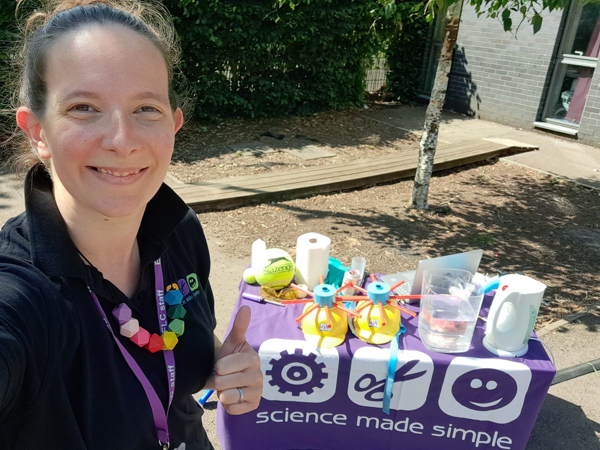 scimadesimple's tweet photo. @EFLC_Primary made the most of the sunshine today with @SciCommRuth and our "It's Only Water... or is it?" show. There might have been a bit of extra splashing! 🤣 Impressive science vocabulary, creativity, and enthusiasm from students. https://t.co/mjaaSsRlxF https://t.co/uFoCTbTWze