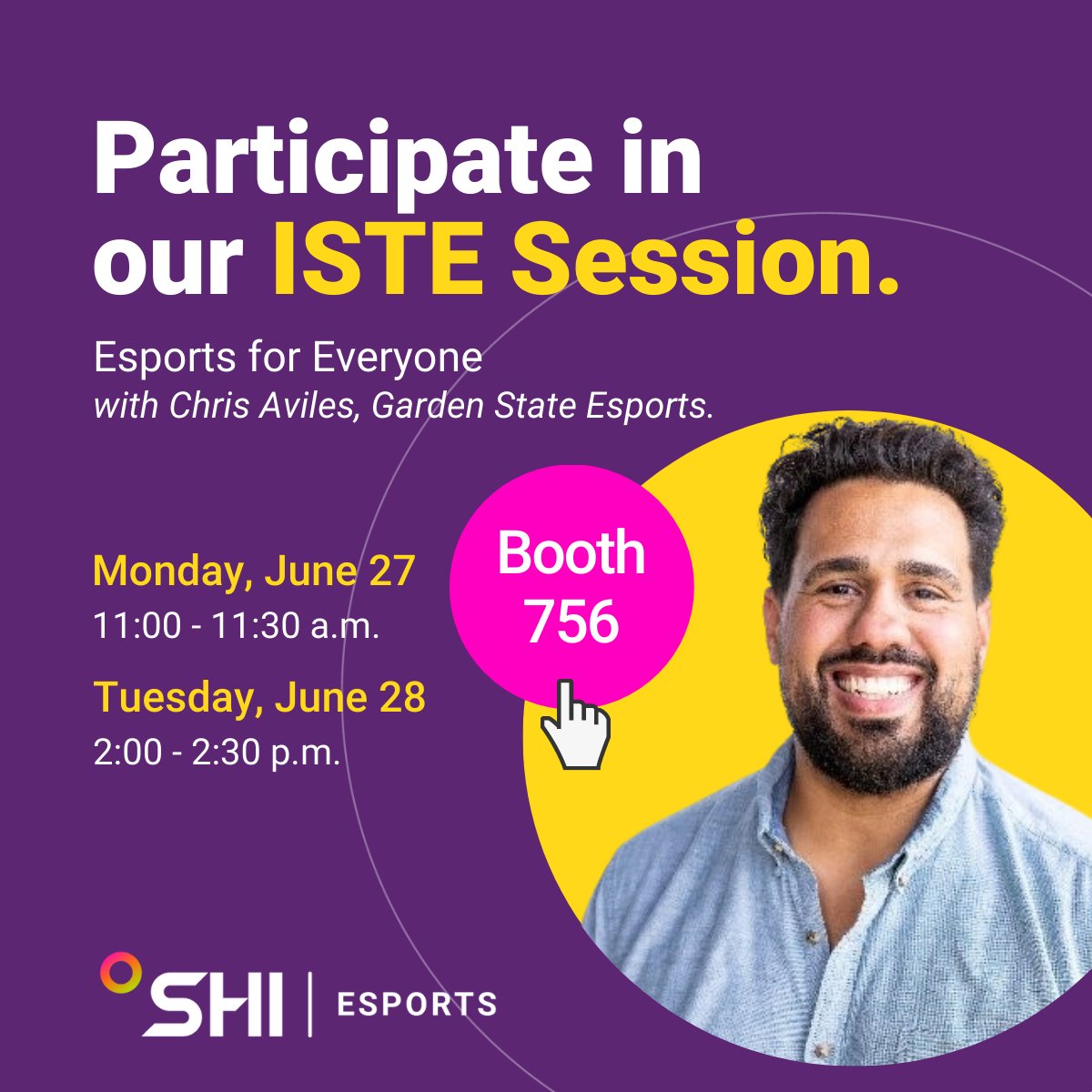 If you haven't registered for #ISTELive do it NOW. Find out at SHI's session with .@TechedUpTeacher how #Esports #esportsedu help students grow while also meeting your districts learning goals. Register here: shi.com/about/events/i… #WeAreSHI #PublicSector #PartneringWithSHI