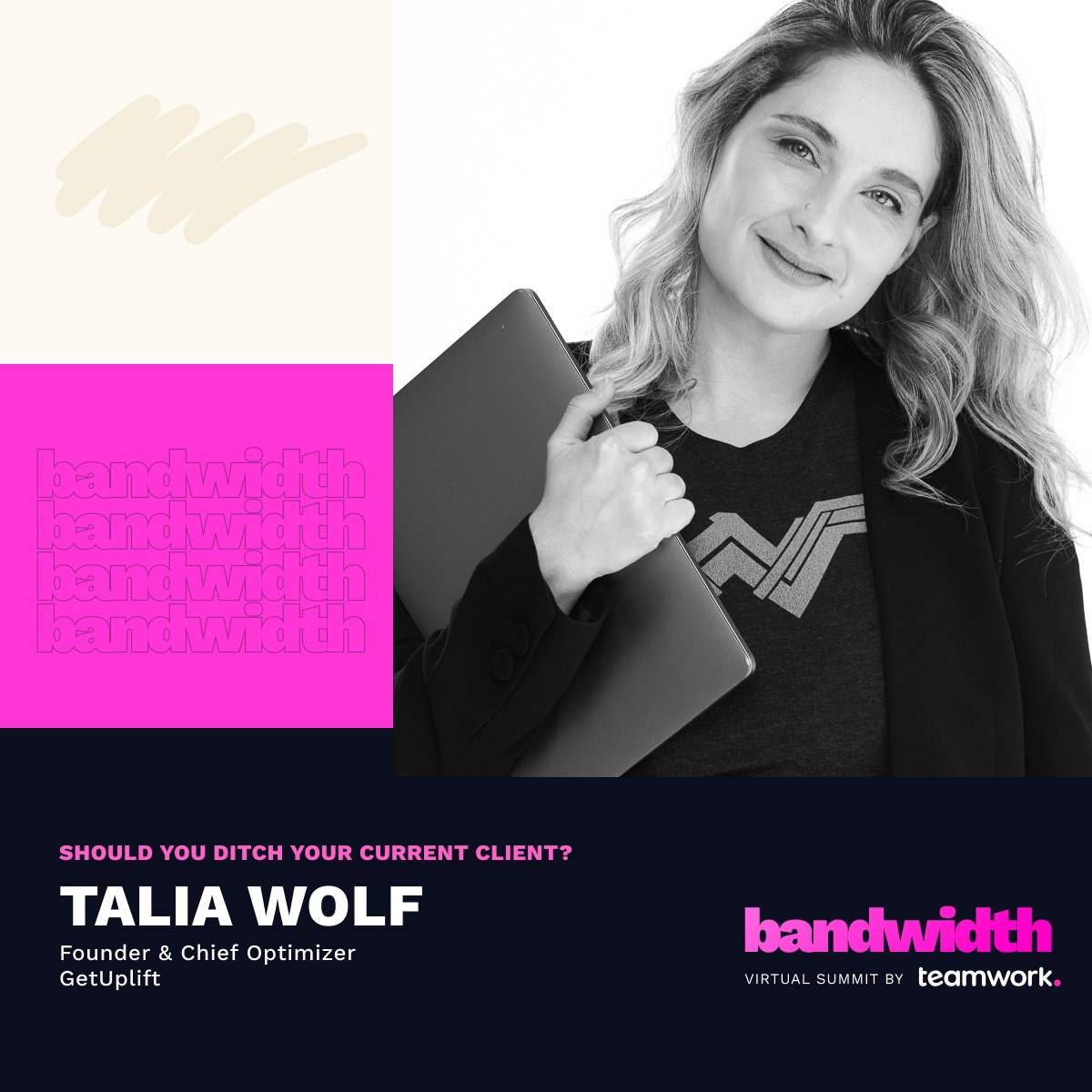 teamworkdotcom's tweet photo. 🔴 LIVE NOW: Should you ditch your current client? [Fireside]

✰ @TaliaGw 
Founder &amp; Chief Optimizer, @getuplift_ 

✰ Elizabeth M'balu Oke
President, @PivotPath 

✰ Gabriel Marguglio
Founder &amp; CEO, @nextinym

🎟️ https://t.co/76D6rUF1ch • #bandwidth22 https://t.co/ypUtquZpiu