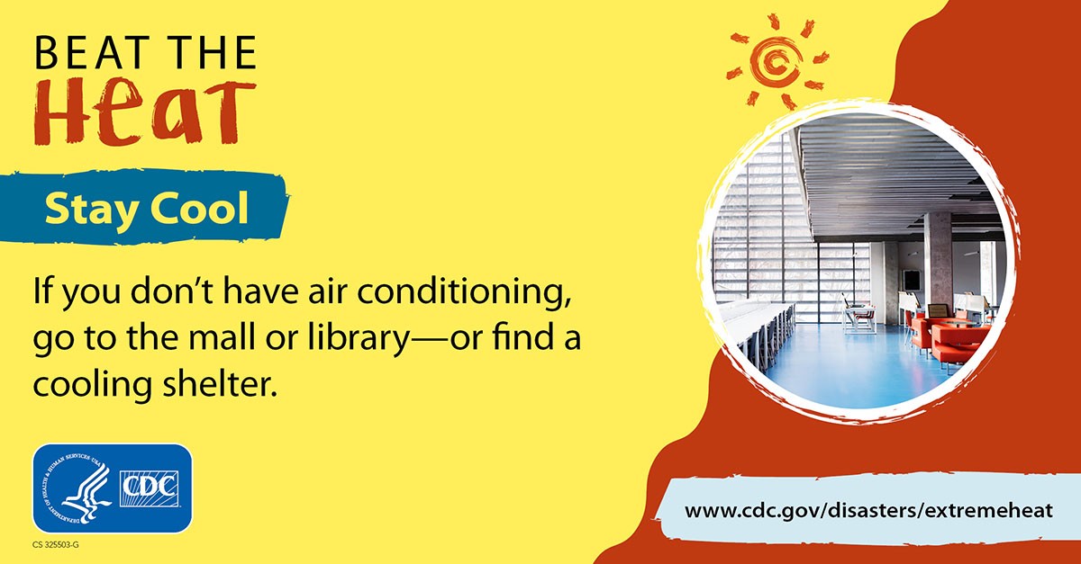CDCEnvironment's tweet photo. Extreme heat events are expected to become more frequent and intense. Learn how cooling centers can help protect those at highest risk for heat-related illness. https://t.co/0uiw3o3pf3 https://t.co/HBCqX5tliz