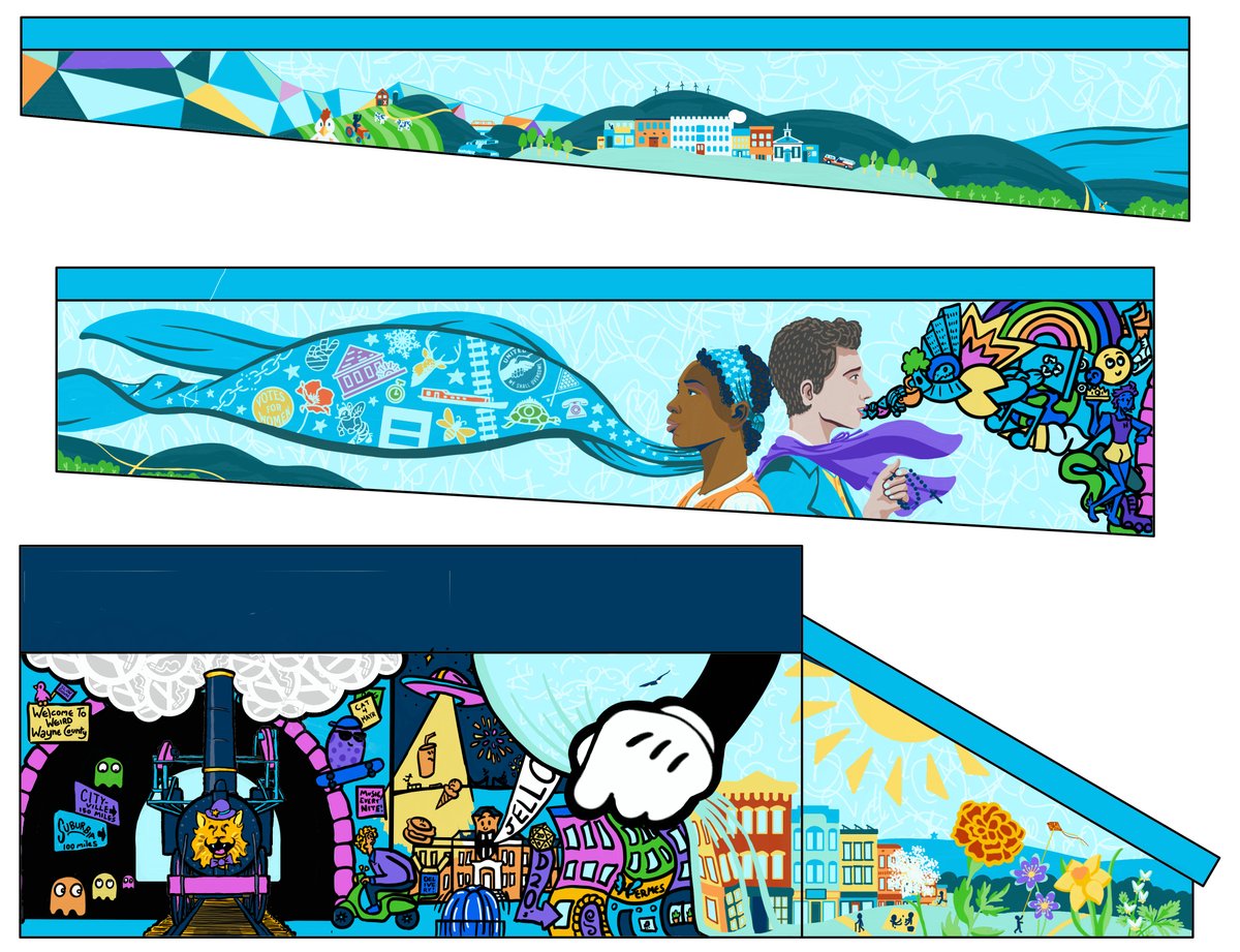 ncolemanugc's tweet photo. Teens in Honesdale came together to design a mural depicting their vision of Wayne County's past, present and future. I spoke with those who spearheaded the project to discuss the fine details showcasing inclusivity, diversity and creativity.

https://t.co/dkYXftceRB https://t.co/dUWF0fmIXJ