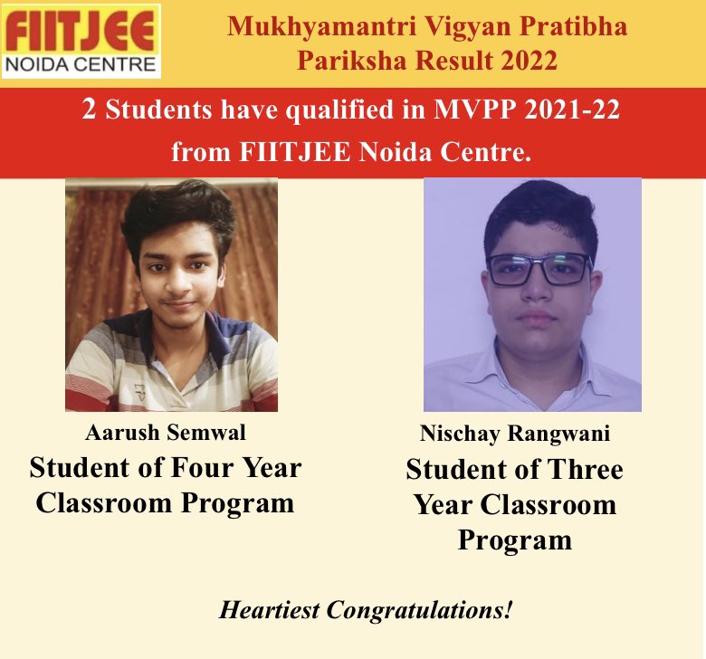Fiitjee_Noida's tweet image. Great News!!! FIITJEE Noida students qualify MVPP2022 ( earlier JSTSE, NCT Delhi). Heartiest Congratulations!!! to successful students, their parents and FIITJEE Noida faculty team. #mvpp #fiitjeenoida #success #noida