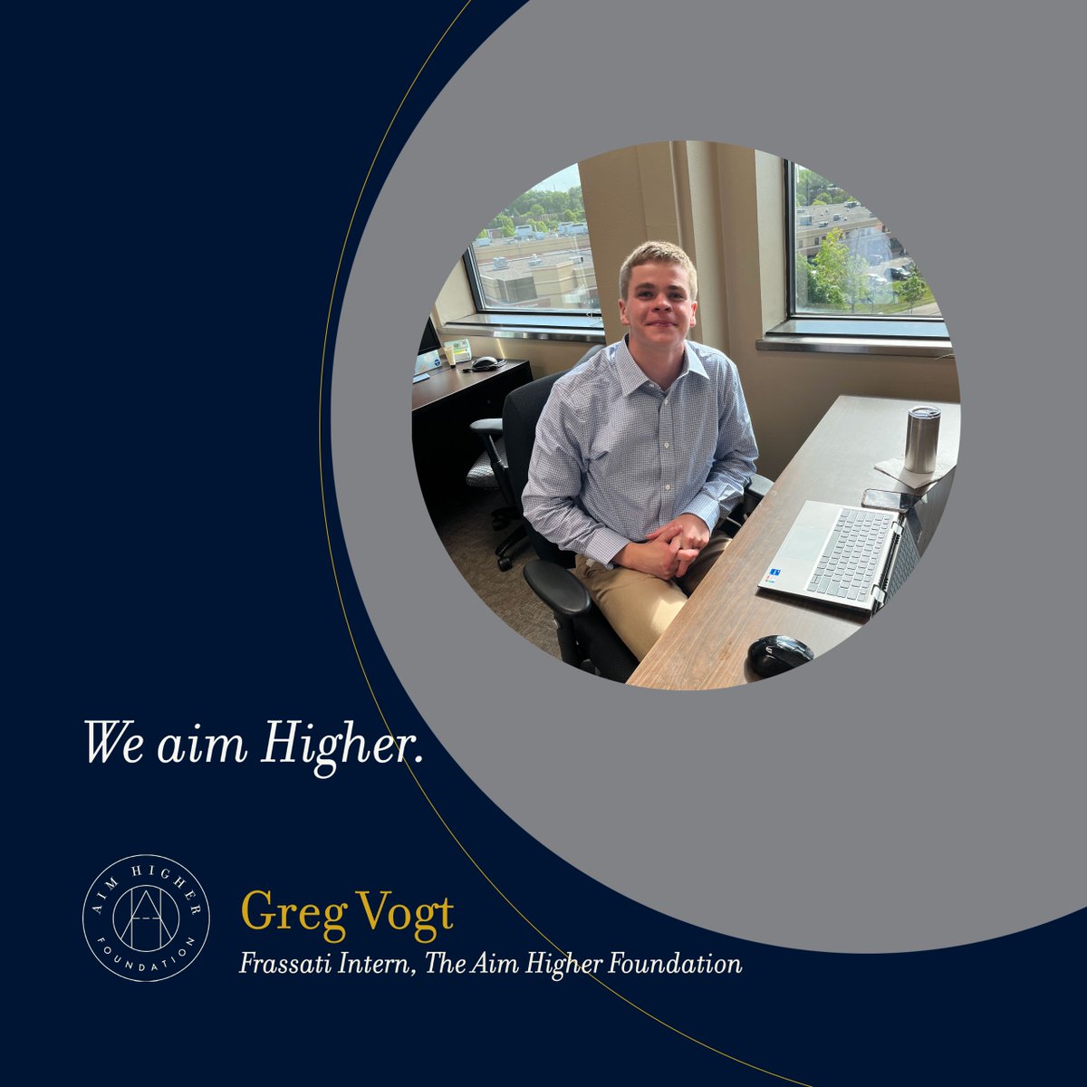 AimHigherFndn's tweet photo. Through our partnership with @ACEatND we are thrilled to welcome Greg Vogt, a Frassati Intern from Notre Dame, this summer! With valuable skills in data management and statistics, Greg strengthens Aim Higher's mission by helping us track our scholars over time. #WeAimHigher https://t.co/FVEXtOkOYd