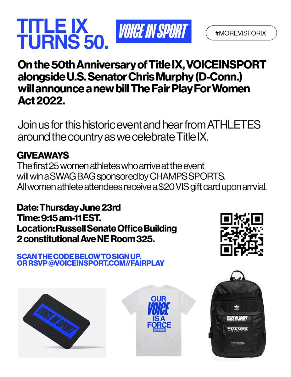 voiceinsport's tweet photo. 1 DAY LEFT to sign up! Register to enter the giveaway and join us TOMORROW on Capitol Hill to celebrate 50 years of Title IX! Use the link below to sign up! #voiceinsport #VIS #titleIX  https://t.co/KfJmSdgWqt https://t.co/c2OBpQN834