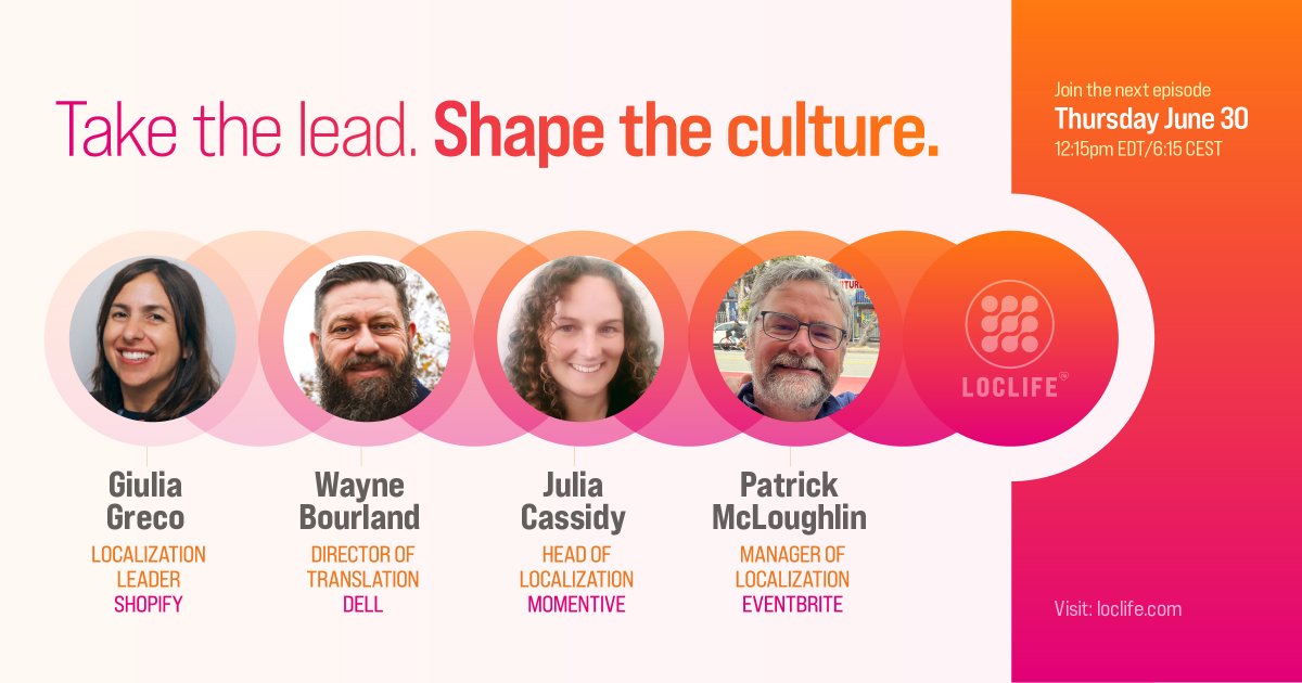 WomenInL10N's tweet image. 📢 #WLGlobalSponsor @acclaro_inc 
Join leaders from @Shopify  @Dell   @MomentiveAI  and @eventbrite  at the next #LocLifeEvent on 6/30 for an all-important discussion on leadership's influence on creating and upholding #CompanyCulture. 
bit.ly/3zSEfuJ
 #goldsponsor