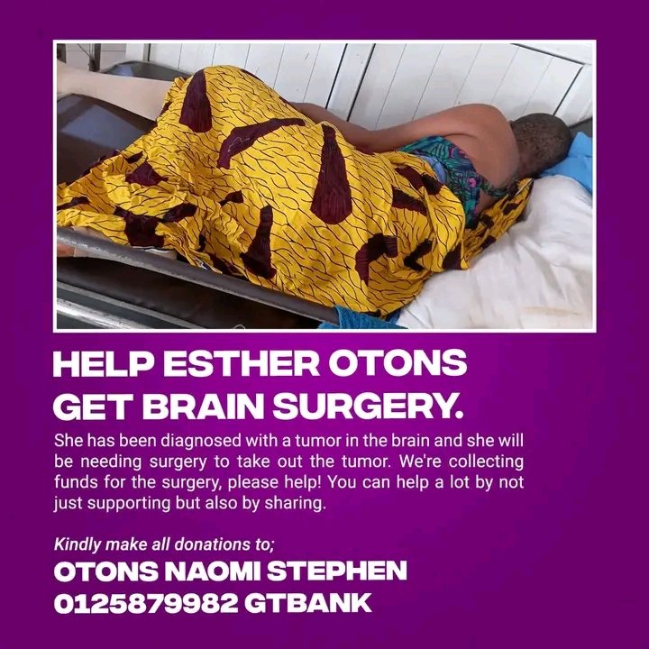 StefanIfida's tweet photo. Help Esther Otons get brain Surgery
She has been diagnosed with a tumor in the brain and she needs surgery to take out
We are collecting funds for the surgery and we have made a crowdfunding project.Please help and give support.Kindly check comment section for rest of the details https://t.co/nBc77YYj0Y