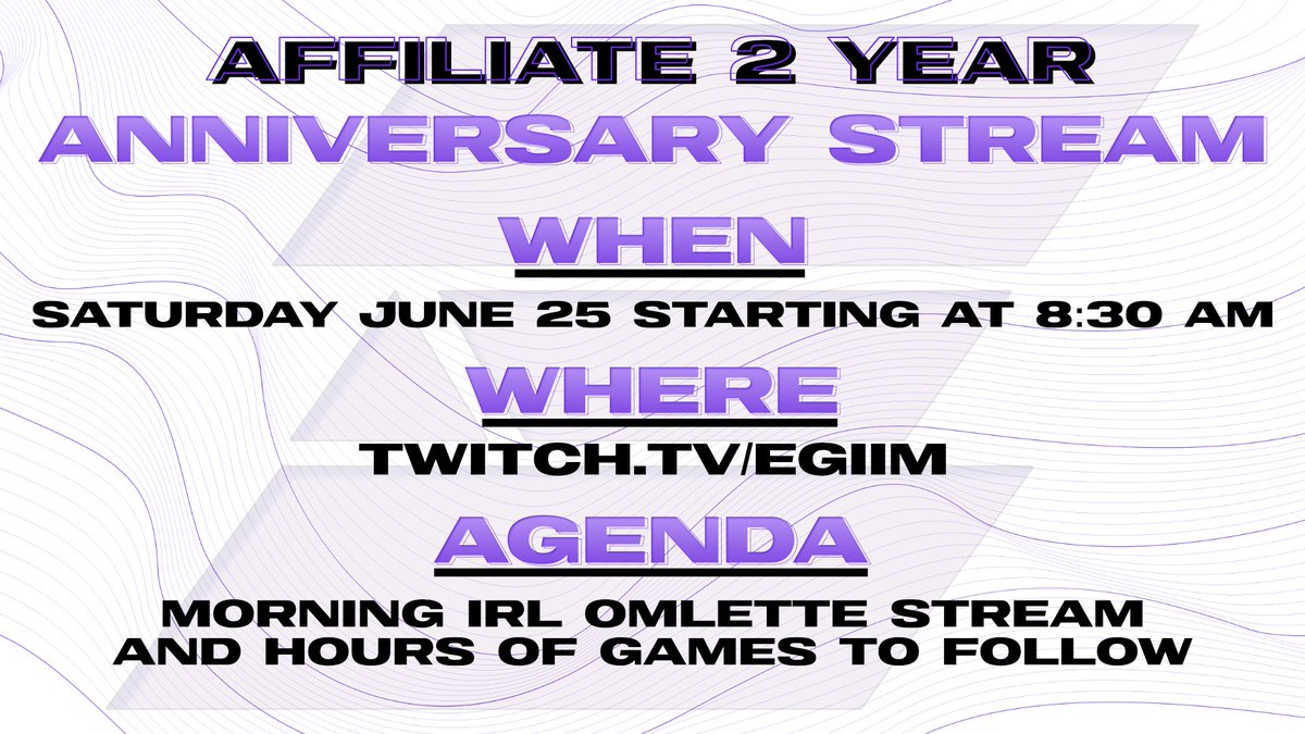 MARK YOUR CALENDARS

2 year affiliate Anniversary Stream THIS SATURDAY

Crazy to think it's been 2 years! Hope y'all are as excited as I am!

Share the post, tell ya friends, mark your calendars!

Let's make this an awesome event worth celebrating!